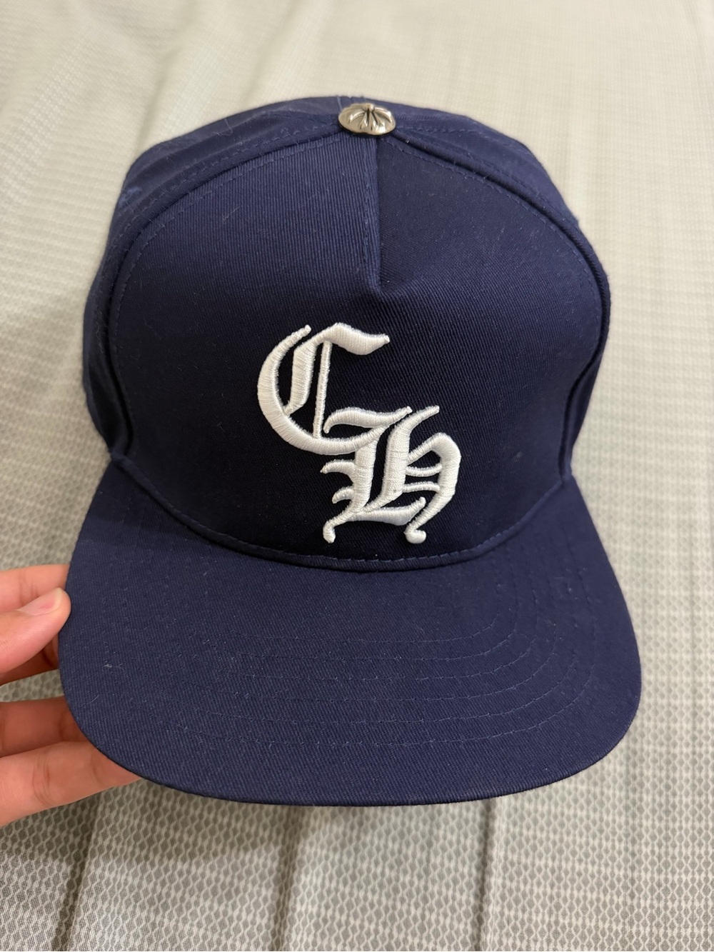 Chrome Hearts Navy and White Baseball Cap Interior Branding